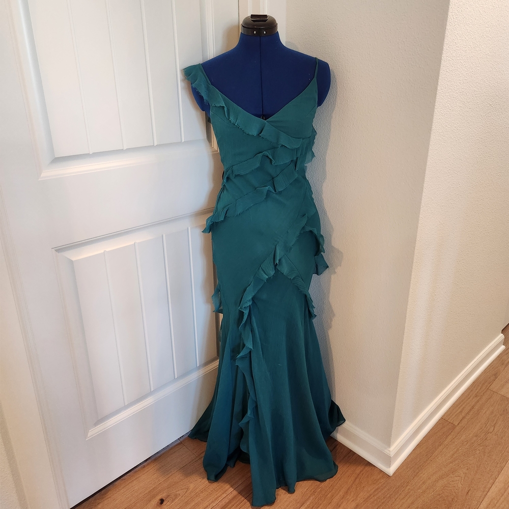 ASOS Petite Teal Ruffle Maxi Dress